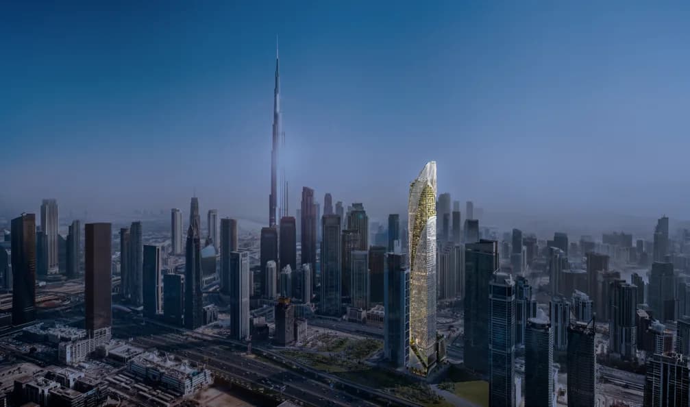 Christian A. Rockefeller Business Tower in the Dubai skyline near DIFC and Downtown